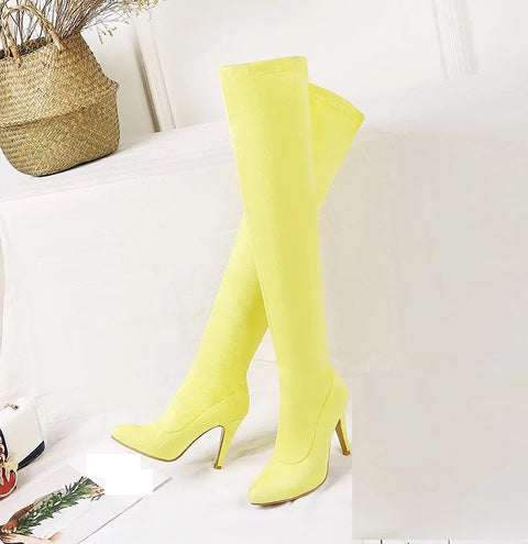 high heel boots pointed stretch boots CODE: mon805