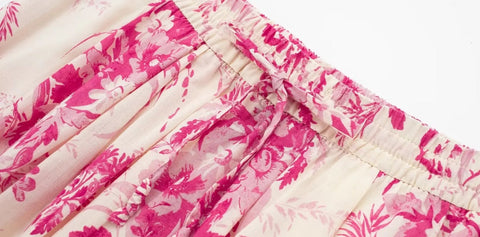 New Fashion Summer Pink Print Sleeveless Backless top + Skirt Set CODE: READY1045