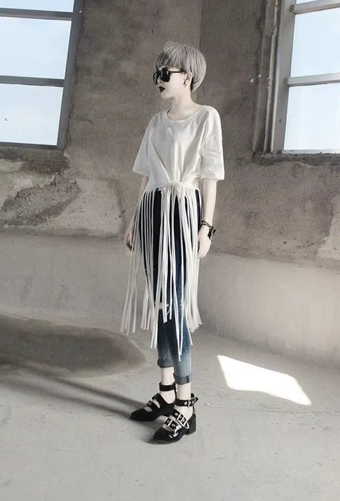 Fashion Short Sleeve Tassel Design T Shirt CODE: READY1080