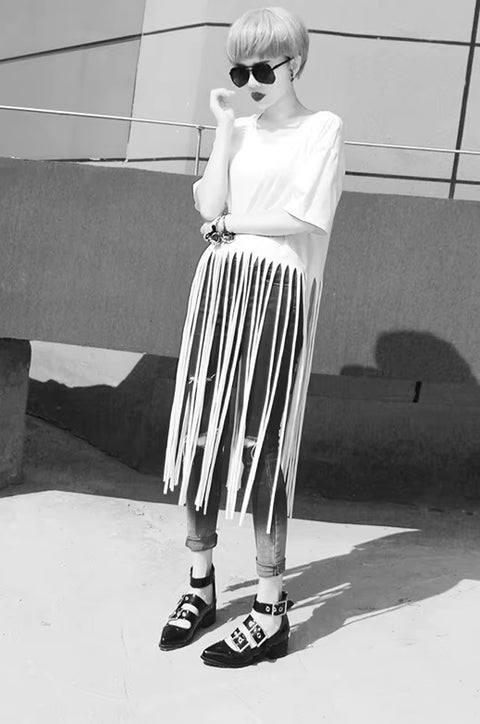 Fashion Short Sleeve Tassel Design T Shirt CODE: READY1080