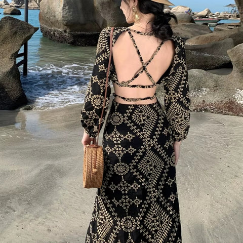 New Boho Embroidery Cut Out Long Midi Dress CODE: READY1129