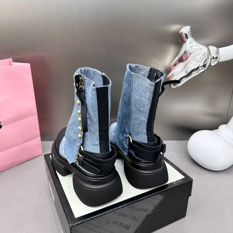 New Ankle Gladiator Chunky Chelsea Platform Boot SIZE : 37 CODE: READY1329