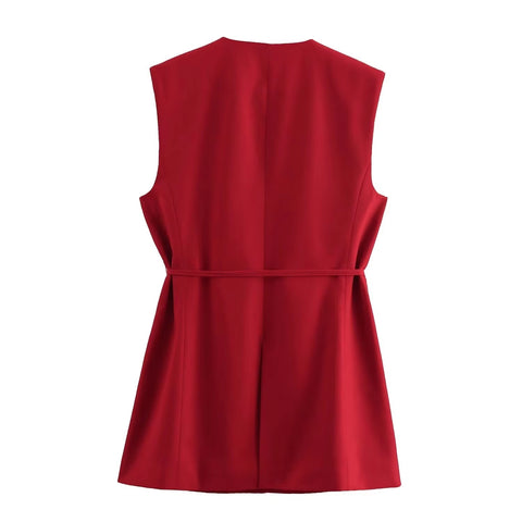 autumn new casual sleeveless split design with belt and vest pant set CODE: READY1355