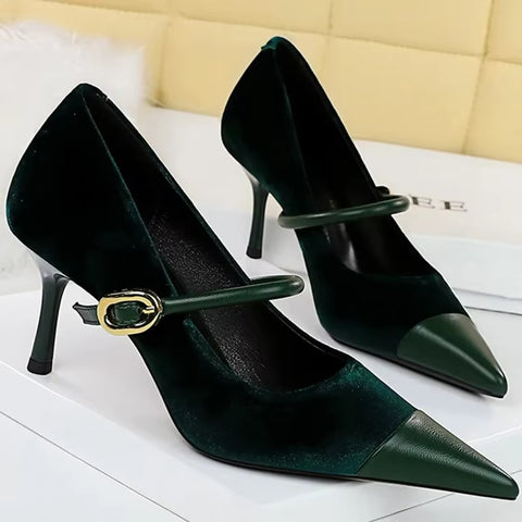 Pumps New Shallow Mouth Slip On Lace-Up Stiletto Casual Fine Heeled Shoe SIZE: 36 CODE: READY1396