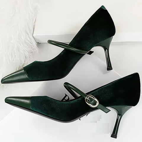 Pumps New Shallow Mouth Slip On Lace-Up Stiletto Casual Fine Heeled Shoe SIZE: 36 CODE: READY1396