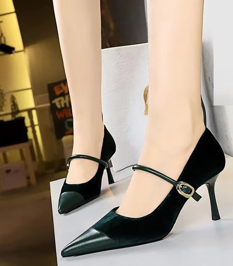 Pumps New Shallow Mouth Slip On Lace-Up Stiletto Casual Fine Heeled Shoe SIZE: 36 CODE: READY1396