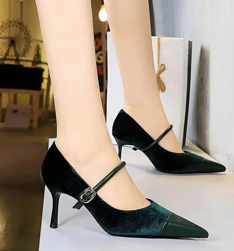 Pumps New Shallow Mouth Slip On Lace-Up Stiletto Casual Fine Heeled Shoe SIZE: 36 CODE: READY1396
