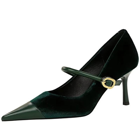 Pumps New Shallow Mouth Slip On Lace-Up Stiletto Casual Fine Heeled Shoe SIZE: 36 CODE: READY1396