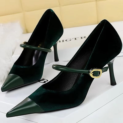 Pumps New Shallow Mouth Slip On Lace-Up Stiletto Casual Fine Heeled Shoe SIZE: 36 CODE: READY1396
