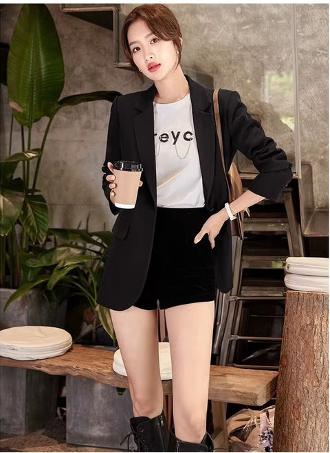 New Autumn Long Sleeve Slim Chic Office Lady Notched Solid Jacket CODE: READY1554