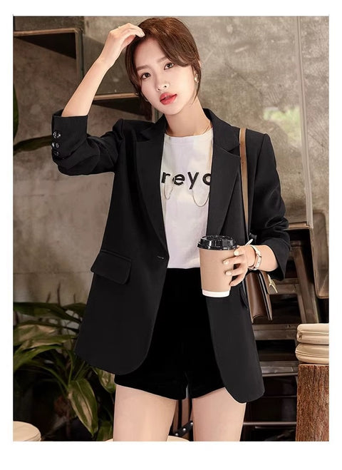 New Autumn Long Sleeve Slim Chic Office Lady Notched Solid Jacket CODE: READY1554