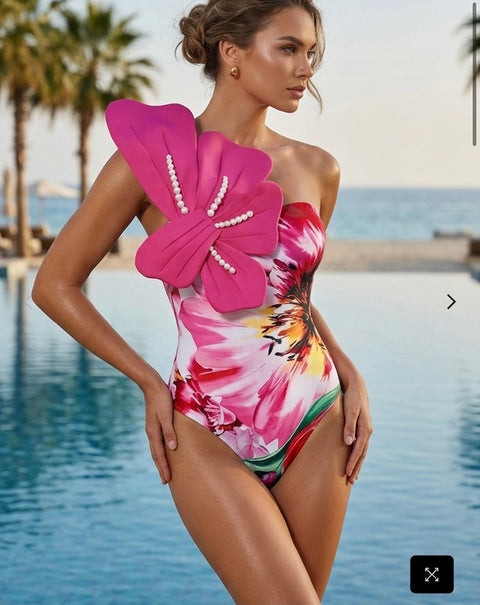 New Floral Ruffle Printed, Push Up Slimming Bathing One Piece Swimsuit CODE: READY1571