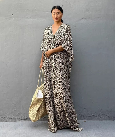 New Watermark Print Leopard Spot Loose Robe Swimsuit CODE: READY1583