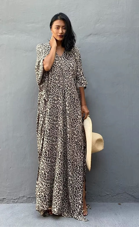 New Watermark Print Leopard Spot Loose Robe Swimsuit CODE: READY1583