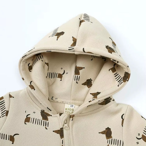 New Cartoon Print Romper Long Sleeve Hooded Zipper CODE: READY1587