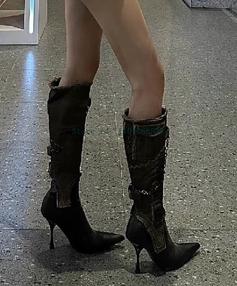 New Pointed Belt Buckle Cowboy Metal Chain Detachable Boot SIZE: 36 CODE: READY1620