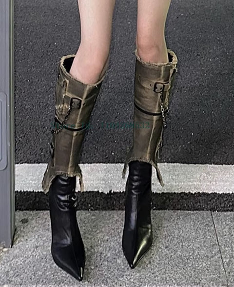 New Pointed Belt Buckle Cowboy Metal Chain Detachable Boot SIZE: 36 CODE: READY1620