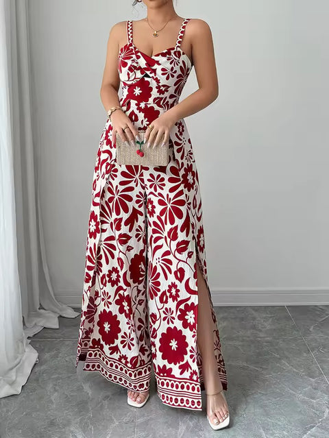 New Fashion Backless Flower Print Strap Jumpsuit CODE: READY1627