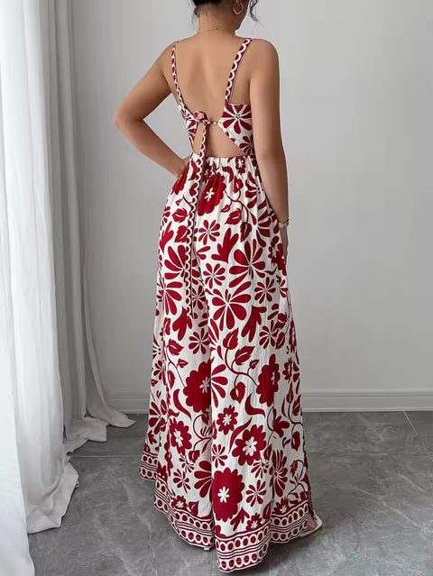 New Fashion Backless Flower Print Strap Jumpsuit CODE: READY1627