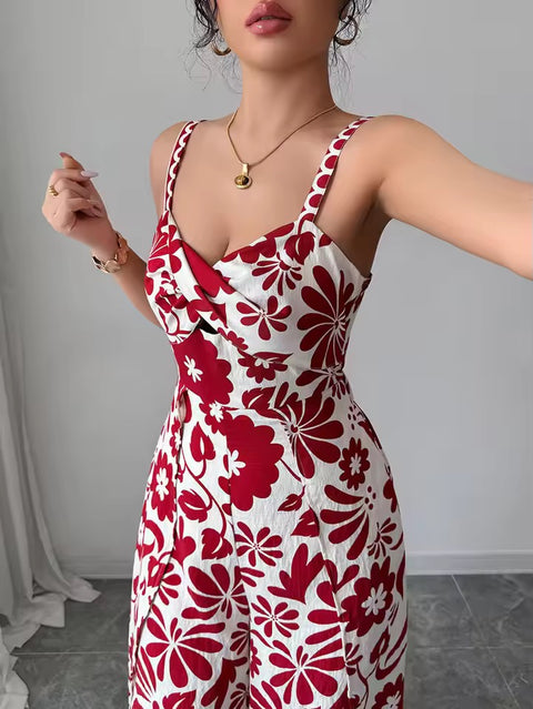 New Fashion Backless Flower Print Strap Jumpsuit CODE: READY1627