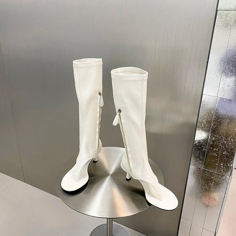 New High Heel Side Zipper Clip Toe Sandal Boot SIZE: 37 CODE: READY1650