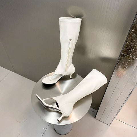 New High Heel Side Zipper Clip Toe Sandal Boot SIZE: 37 CODE: READY1650