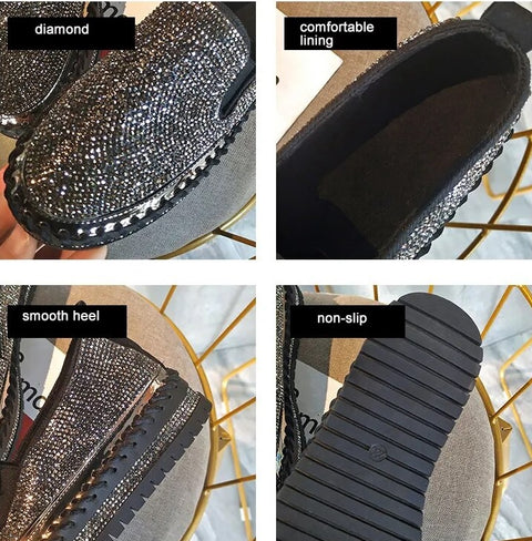 New Casual Bling Rhinestone Round Toe Slip-on Diamonds Shoe CODE: READY1673