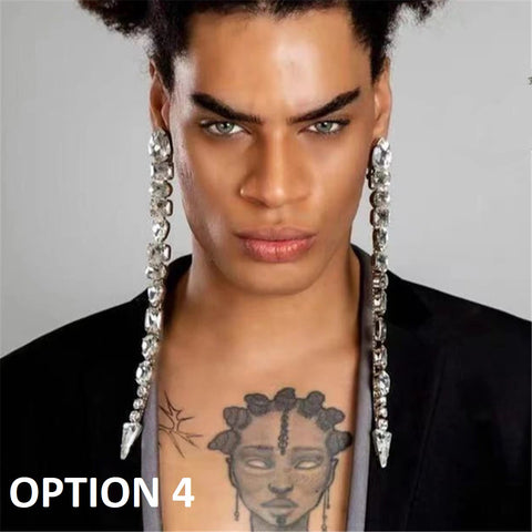 New Long Tassel Square Rhinestone Oversize Drop Earrings CODE: READY1678