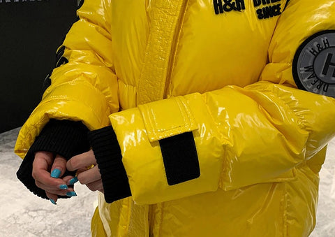 Long and shiny, waterproof and warm, long reflective hooded jacket CODE: READY1695