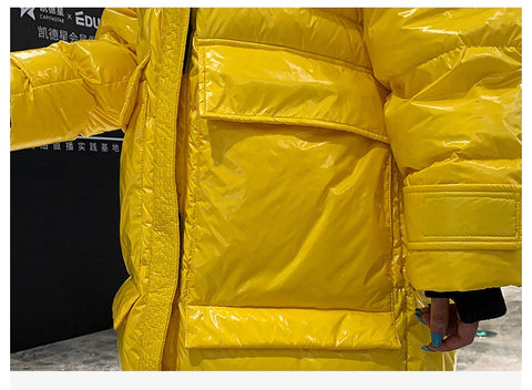 Long and shiny, waterproof and warm, long reflective hooded jacket CODE: READY1695