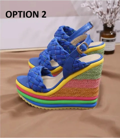 New Open Toe Rainbow Wedge Platform Sandals SIZE: 34 CODE: READY1720