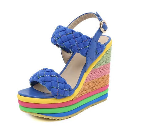 New Open Toe Rainbow Wedge Platform Sandals SIZE: 34 CODE: READY1720