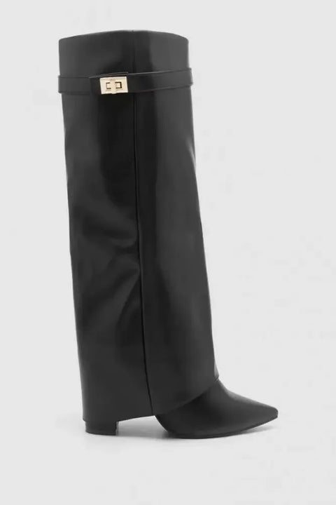 New Large Tube Metal Buckle Mid-Calf Boots CODE: READY1813