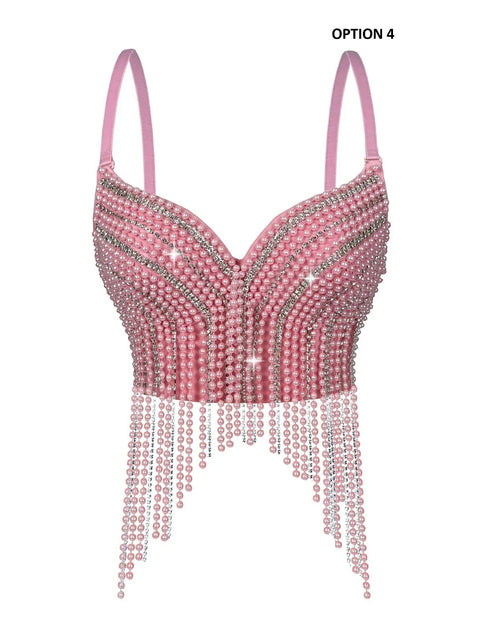 New Pearl Diamond Sexy Fishbone Bustier Outer Costume Top CODE: READY1814