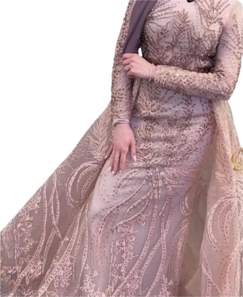 Pink Mermaid O-neck Luxury Evening Dress CODE: READY908