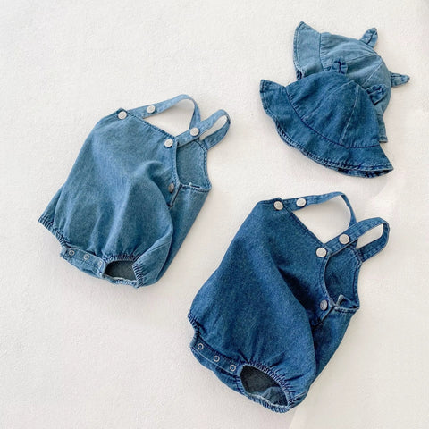 Summer New Kids Clothes Baby Girls and Baby Boy Girl Suspender Romper + Hat CODE: RSH016