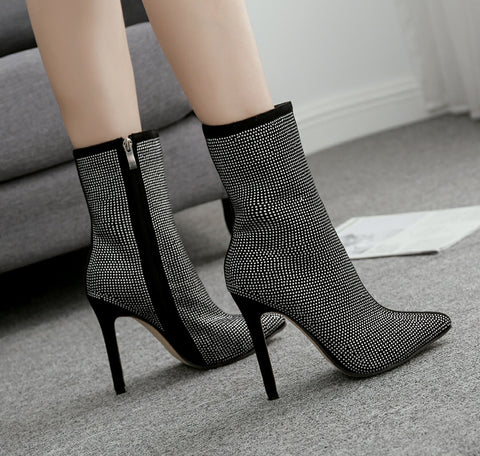 rhinestone high heel boots SIZE: 40 CODE: READY1435