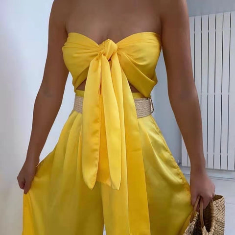 Tube top wide leg pants suit CODE: MON1826