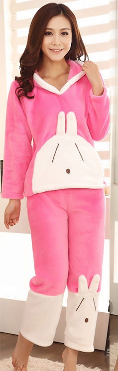 thicker flannel pajamas cartoon cute long-sleeved Set CODE: mon748