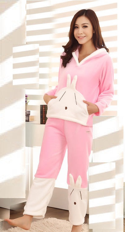 thicker flannel pajamas cartoon cute long-sleeved Set CODE: mon748