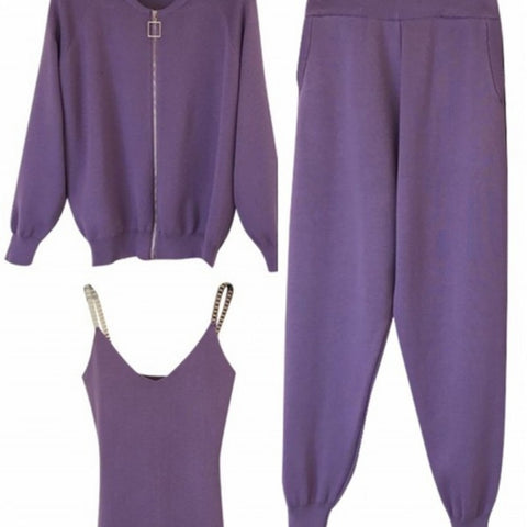 Sweater Vest Coat + Elastic Pants Three Piece Sets CODE: KAR798