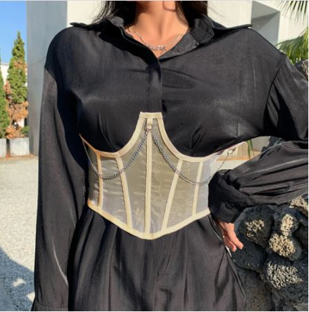 Punk Metal Chain Black Mall Goth High Waist Corsets CADE: KAR1001