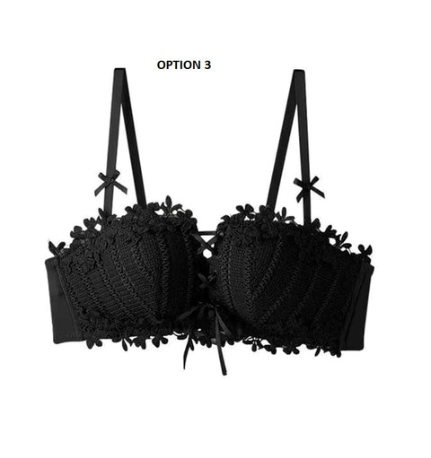 Floral Embroidery Tied Lingerie Seamless Bra Bralette Wireless Brassiere Underwear CODE: KAR1020