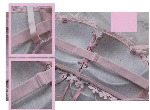 Floral Embroidery Tied Lingerie Seamless Bra Bralette Wireless Brassiere Underwear CODE: KAR1020