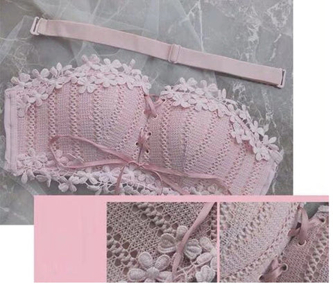 Floral Embroidery Tied Lingerie Seamless Bra Bralette Wireless Brassiere Underwear CODE: KAR1020