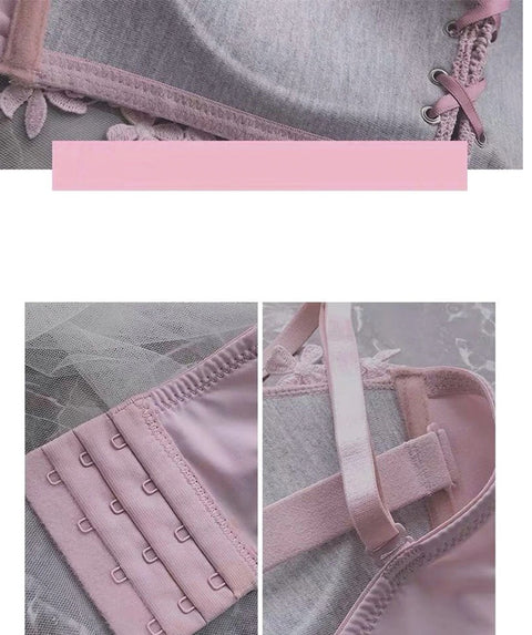 Floral Embroidery Tied Lingerie Seamless Bra Bralette Wireless Brassiere Underwear CODE: KAR1020