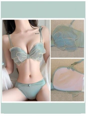 Strapless Push Up Bra Embroidery Bow Knot Lingerie Tube Top Bra AB Cup CODE: KAR1038