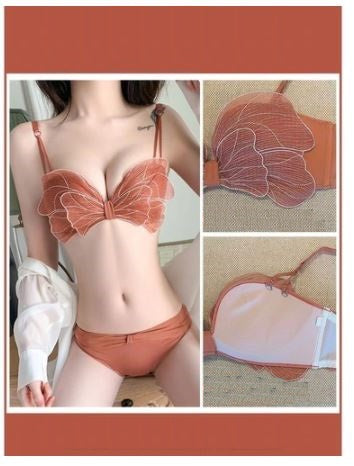 Strapless Push Up Bra Embroidery Bow Knot Lingerie Tube Top Bra AB Cup CODE: KAR1038