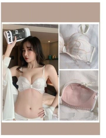 Strapless Push Up Bra Embroidery Bow Knot Lingerie Tube Top Bra AB Cup CODE: KAR1038