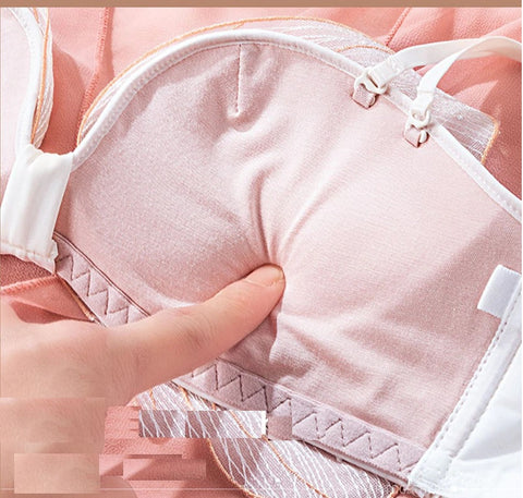 Strapless Push Up Bra Embroidery Bow Knot Lingerie Tube Top Bra AB Cup CODE: KAR1038